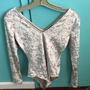 beige velvet bodysuit from pacsun